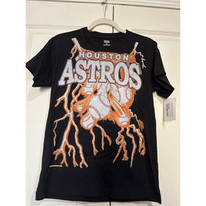 EUC Men's FUTURE RETRO Black Orange Houston Astros Short Sleeve Tee S and L